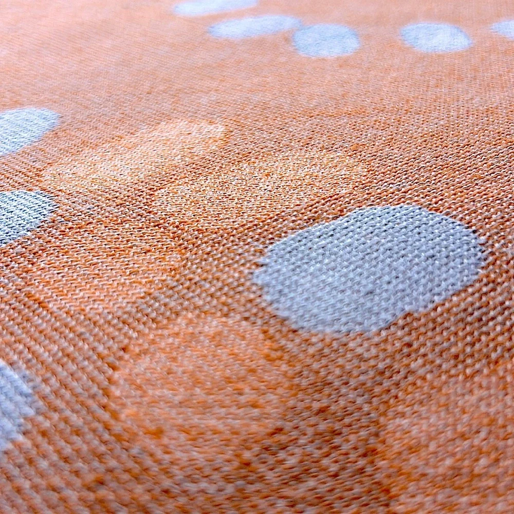 Mandala Tapestry Organic Blanket Loom Weave Tangerine Gray White FLiPSiDE 2 Side